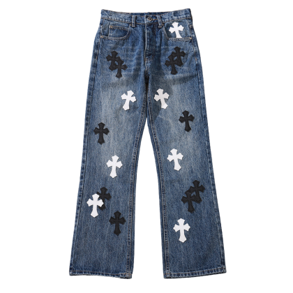 White and Black Cross Jeans