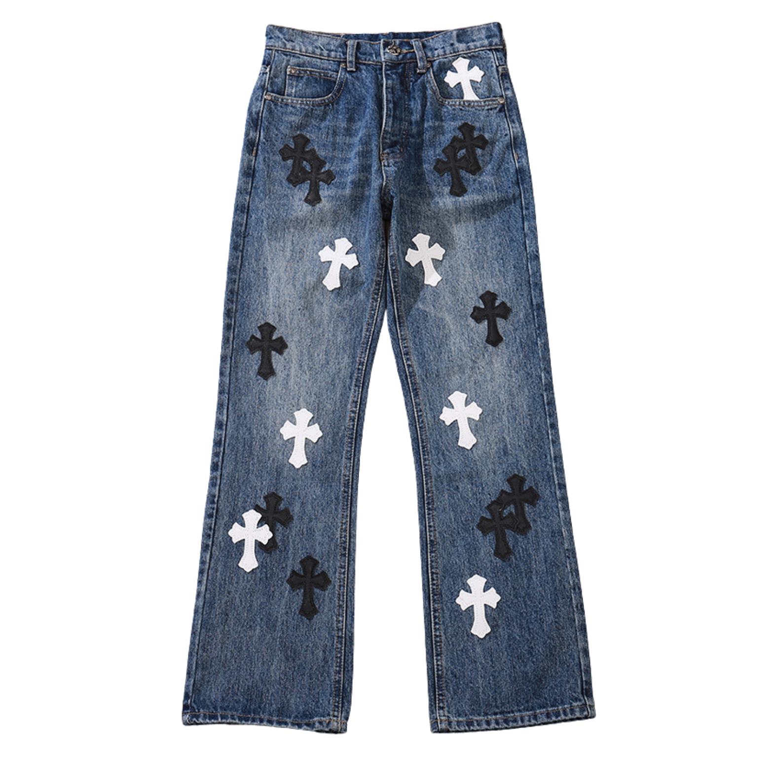 White and Black Cross Jeans